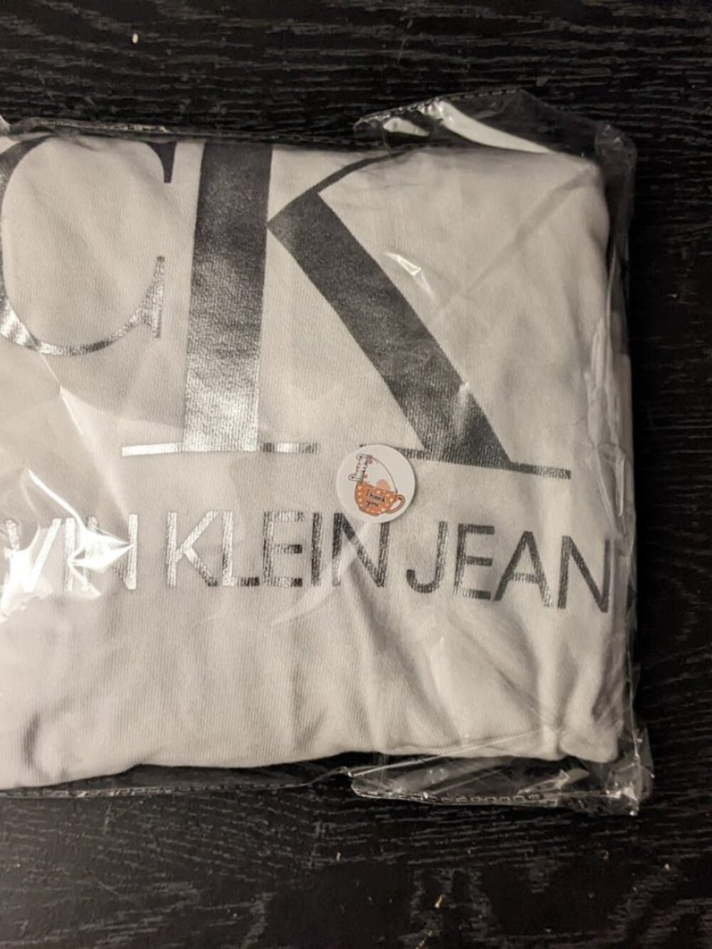 Calvin Klein Silver Foil Print Size Medium Oversized Hoodie - Picture 12 of 14